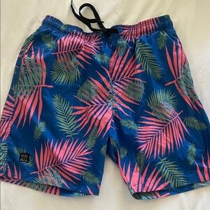 Brooklyn Cloth Mens Medium Blue & Pink Tropical Swim/Athletic Shorts